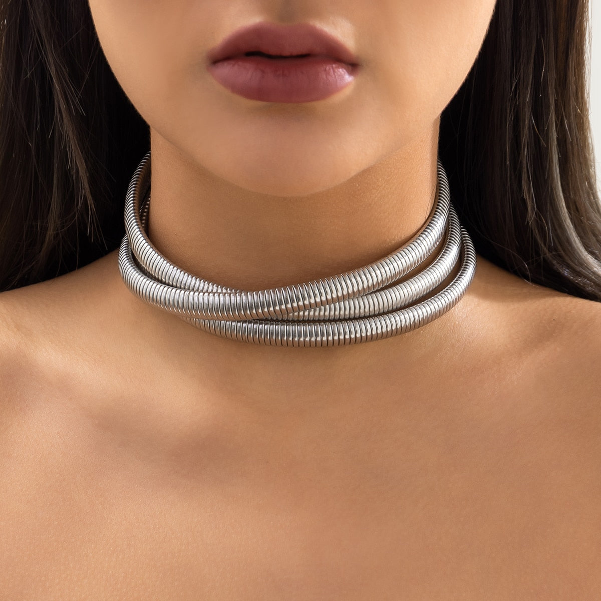 Magna Multilayer Metal Choker Necklace