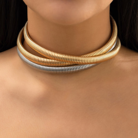 Magna Multilayer Metal Choker Necklace