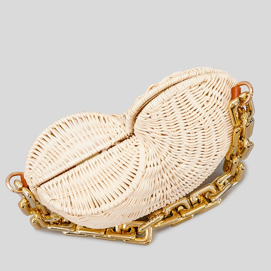 Rattan Wicker Conch Shoulder Bags