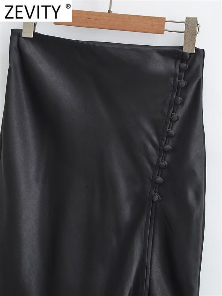 Paris Silk Style Button Skirt