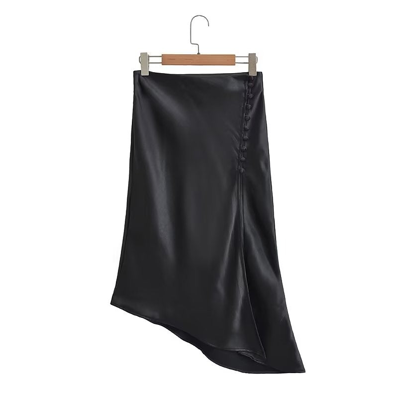 Paris Silk Style Button Skirt