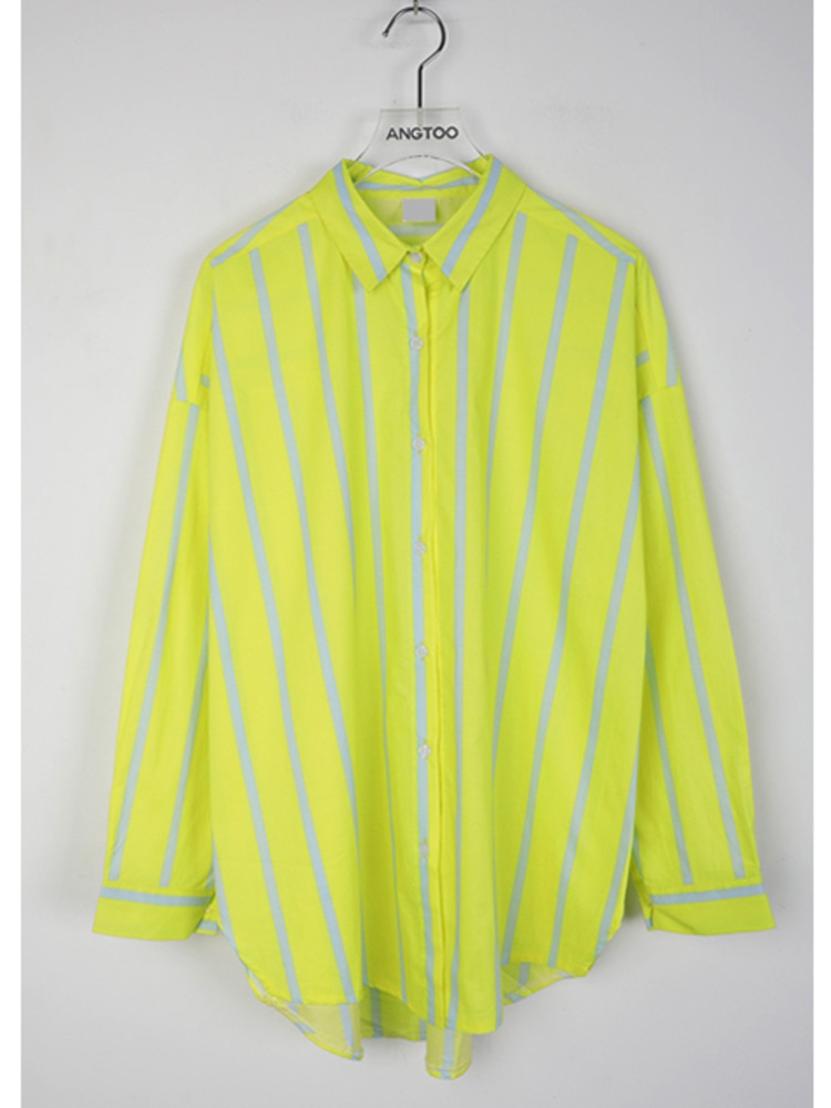 Neon Striped Long Sleeve Oversized Shirt