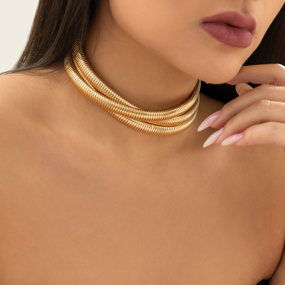 Magna Multilayer Metal Choker Necklace