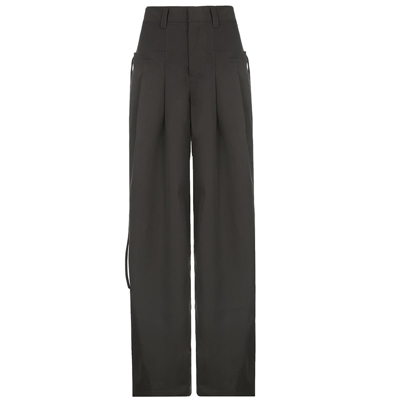 Korean Pleat Wide Leg Cargo Pants