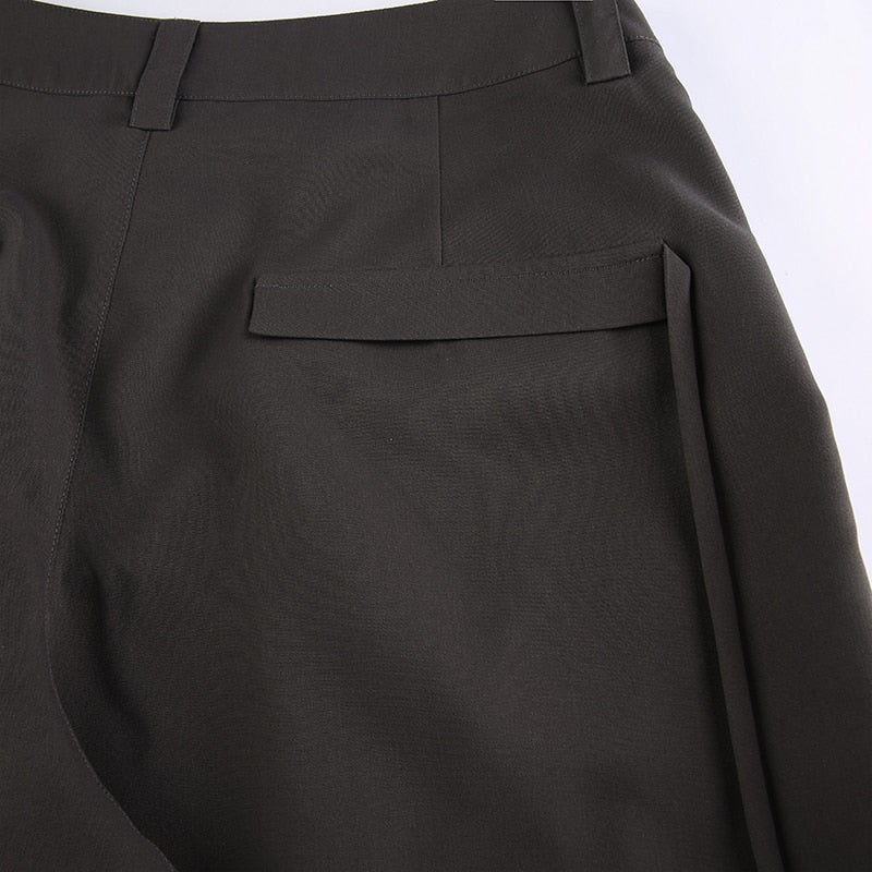 Korean Pleat Wide Leg Cargo Pants