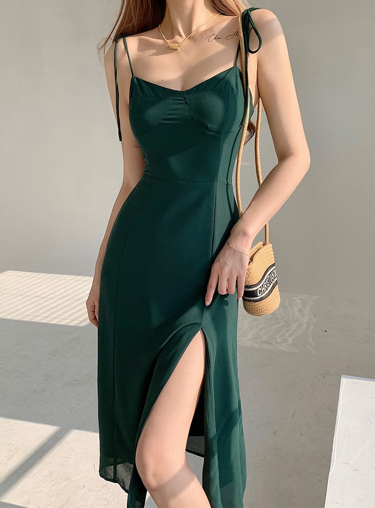 Emerald Chic Slit Dress