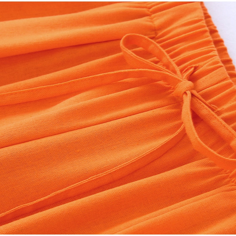 Lora Orange Linen Halter Top and Pants Set