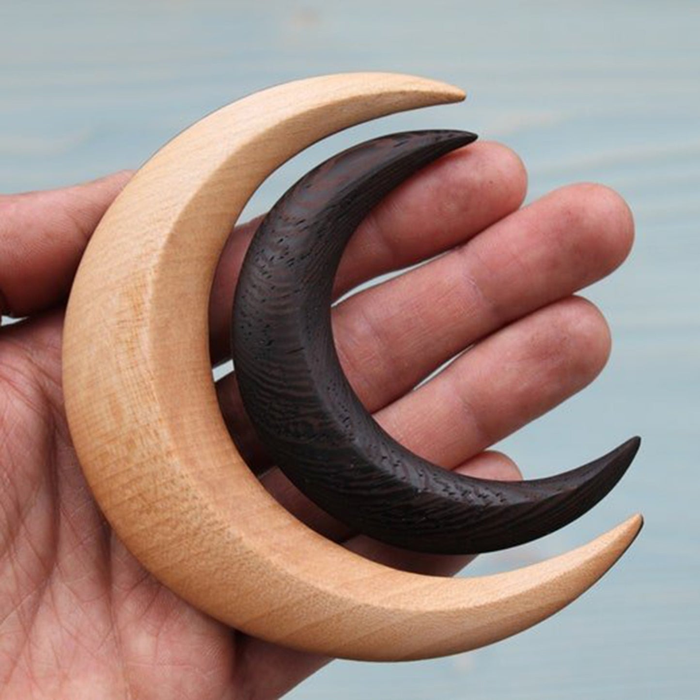 Luna Love Hand Carved Moon Wood Hair Fastener