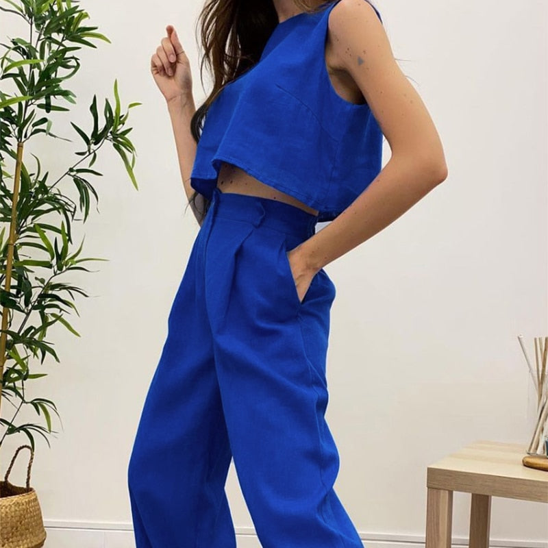 Paradise 2 Piece Crop Top and Wide Leg Pant