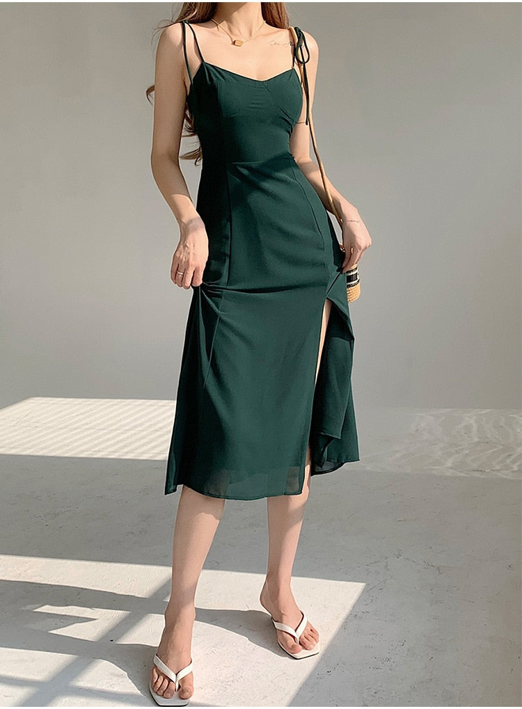 Emerald Chic Slit Dress