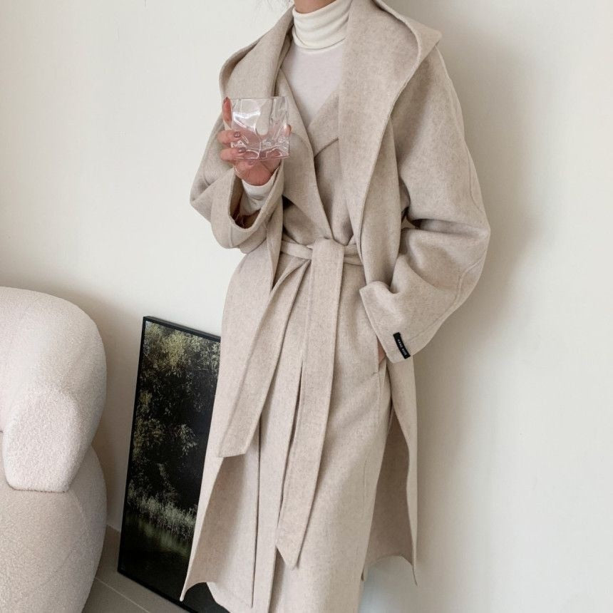 Korean Turndown Collar Long Sleeve Loose Over Coat