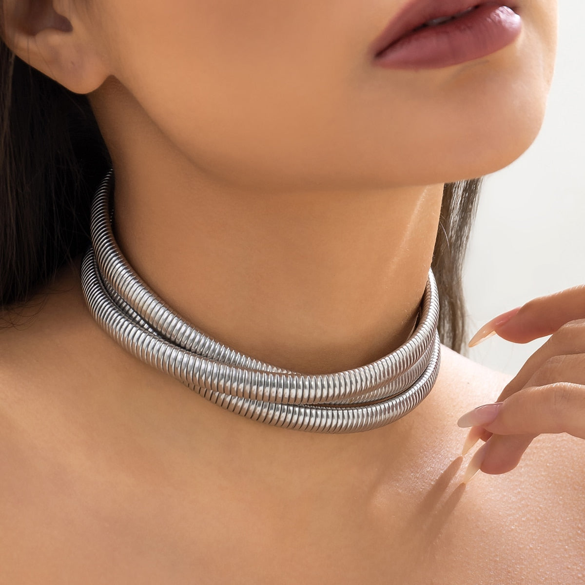 Magna Multilayer Metal Choker Necklace