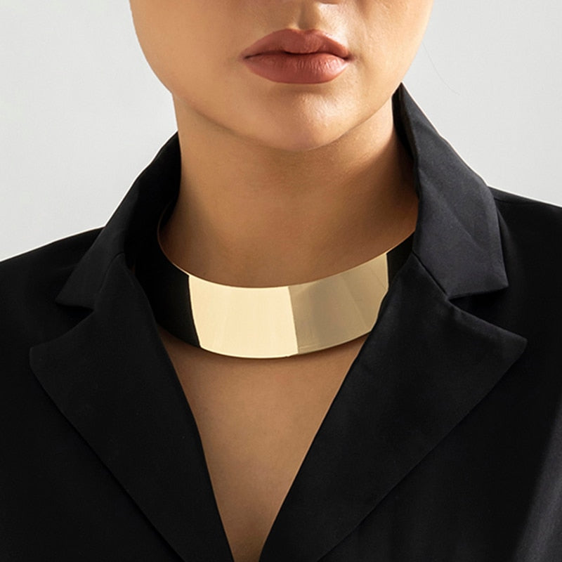 Cleo Chic Chocker Metal Collar Necklace