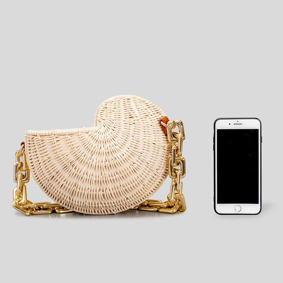 Rattan Wicker Conch Shoulder Bags