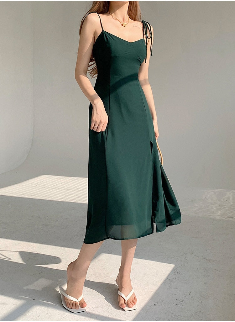 Emerald Chic Slit Dress