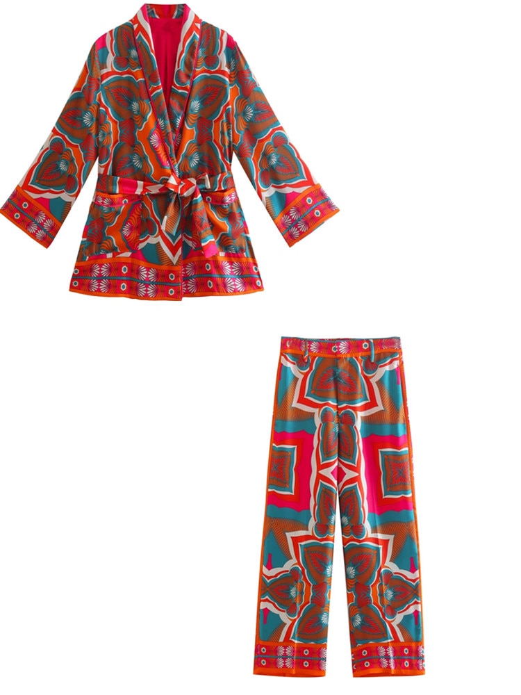 Tropicali 3 Piece Set Top Pants and Wrap Jacket