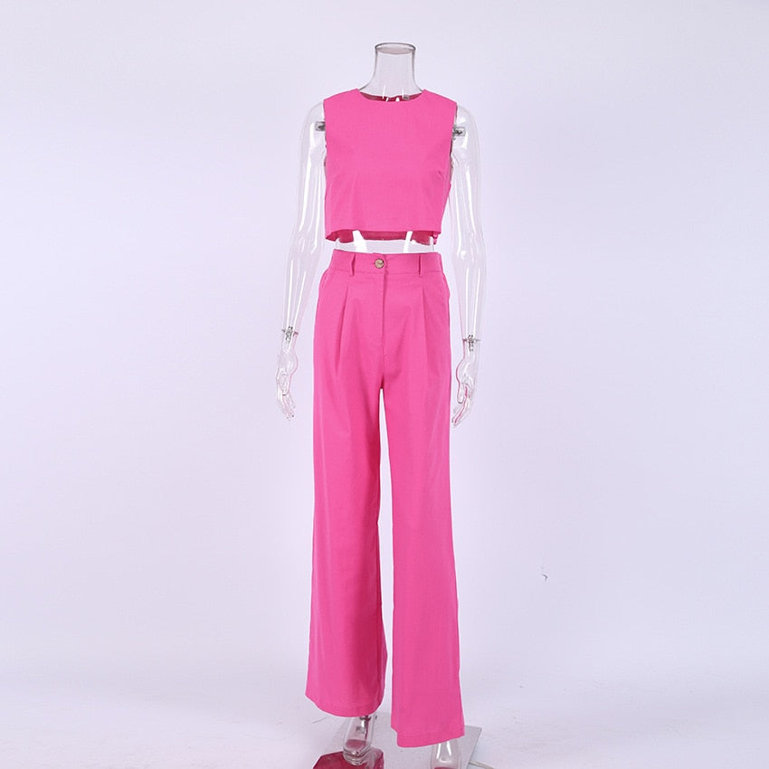 Paradise 2 Piece Crop Top and Wide Leg Pant