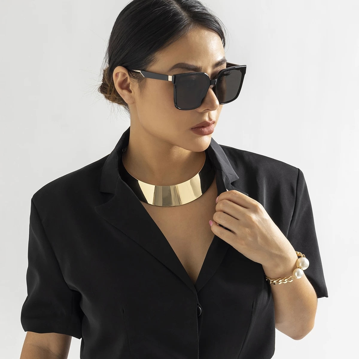 Cleo Chic Chocker Metal Collar Necklace