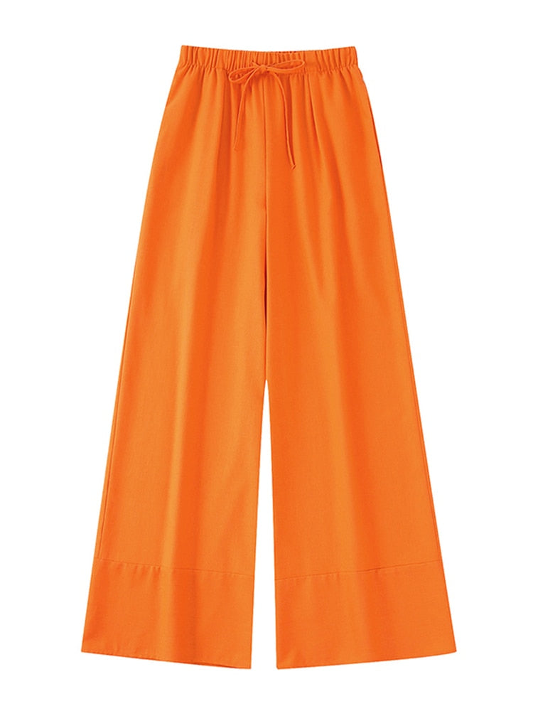 Lora Orange Linen Halter Top and Pants Set