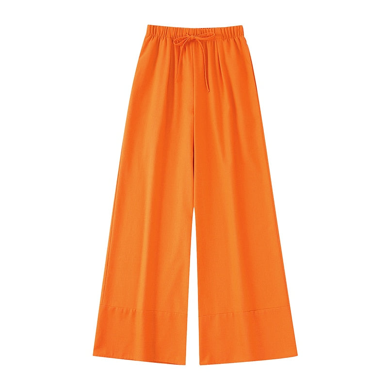 Lora Orange Linen Halter Top and Pants Set