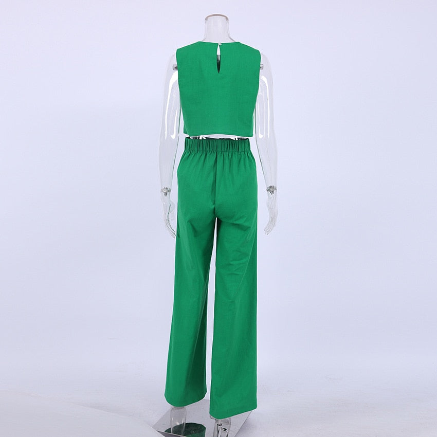 Paradise 2 Piece Crop Top and Wide Leg Pant