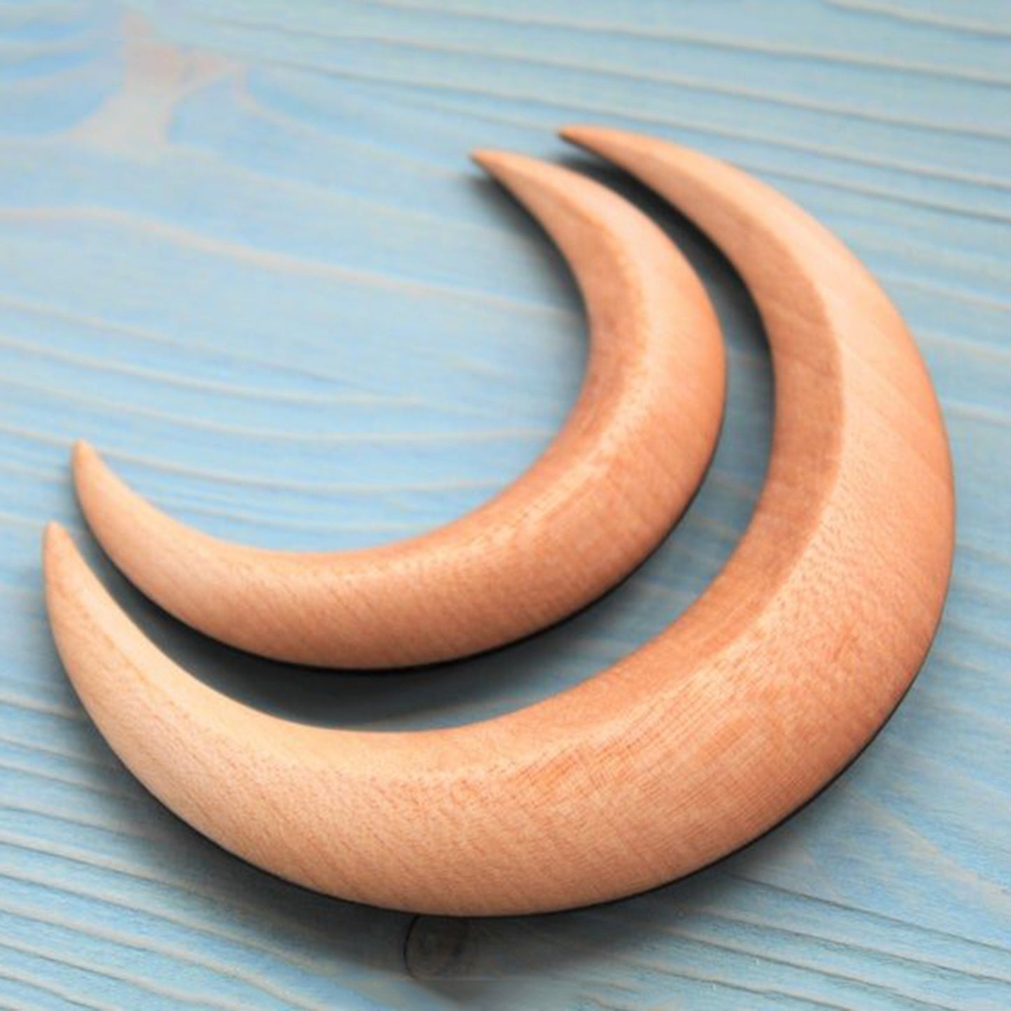 Luna Love Hand Carved Moon Wood Hair Fastener