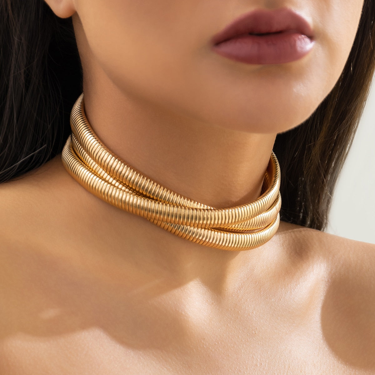 Magna Multilayer Metal Choker Necklace