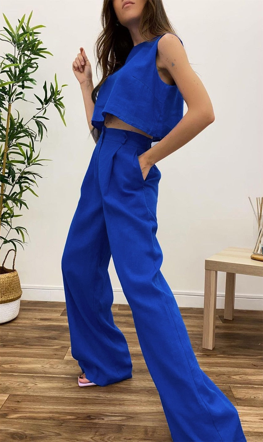 Paradise 2 Piece Crop Top and Wide Leg Pant