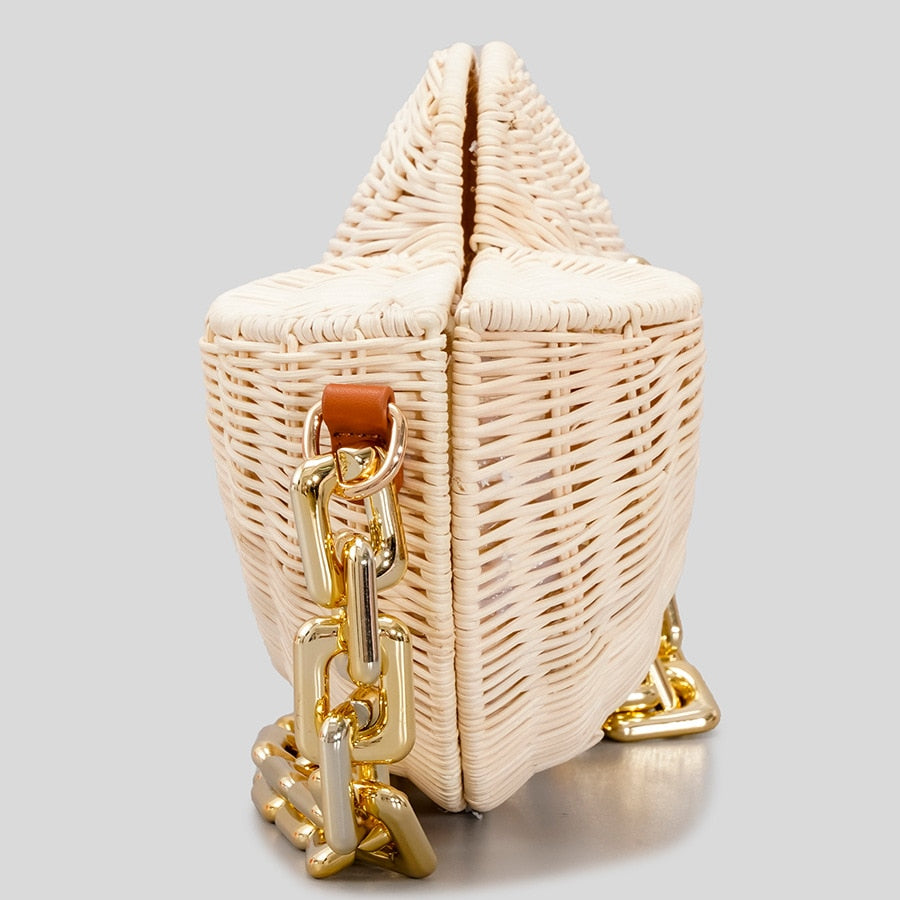 Rattan Wicker Conch Shoulder Bags