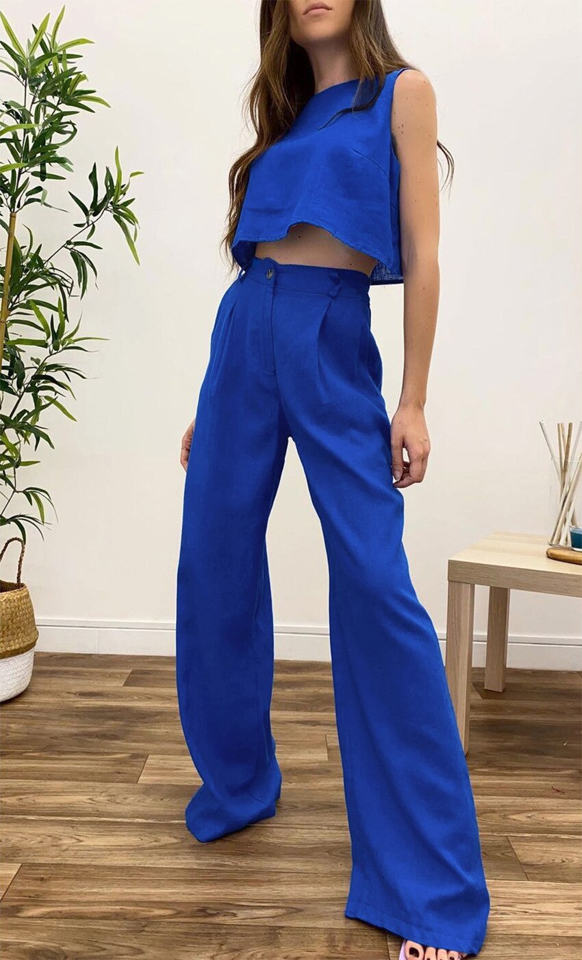 Paradise 2 Piece Crop Top and Wide Leg Pant