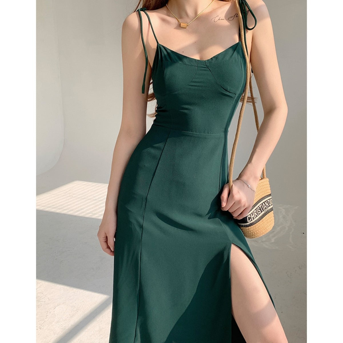 Emerald Chic Slit Dress