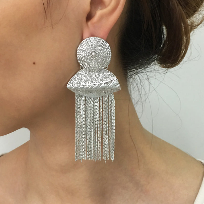 Fanfair Metal Tassel Earrings