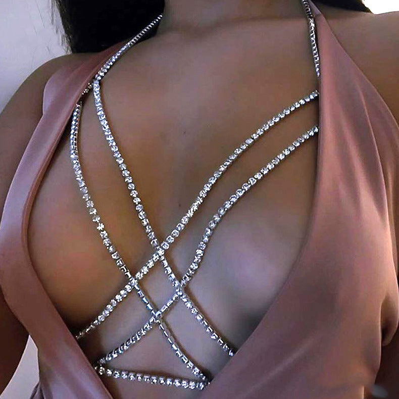 Rhinestone Body Chain Bra