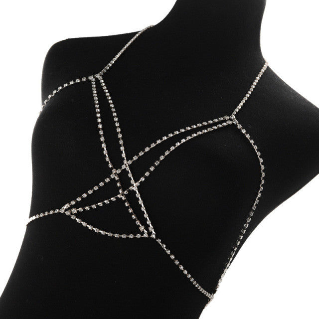 Rhinestone Body Chain Bra