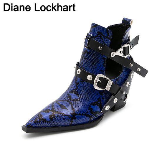 Snakeskin Motorcycle Western Cowboy Boots