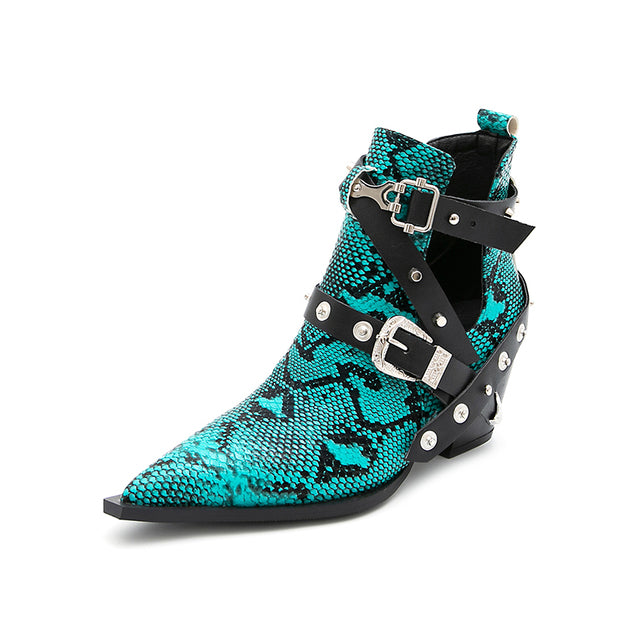 Snakeskin Motorcycle Western Cowboy Boots