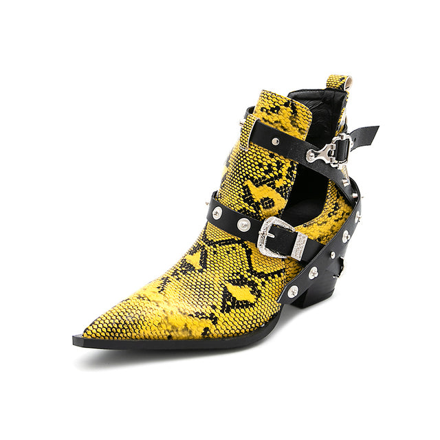 Snakeskin Motorcycle Western Cowboy Boots