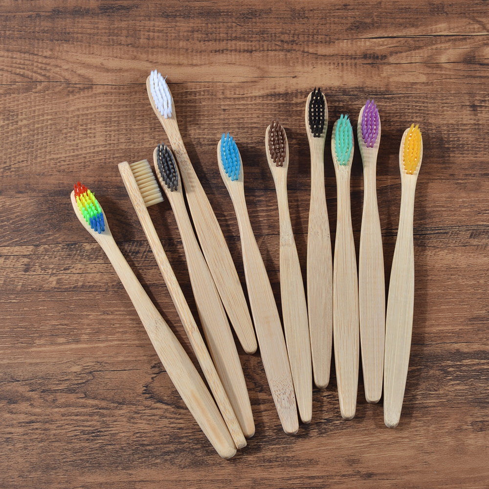 Eco Fresh 10pc Natural Bamboo Tooth Brushes