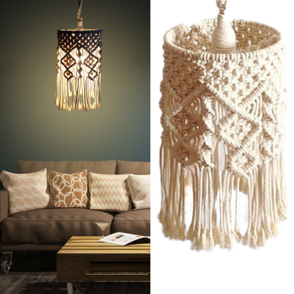 Whimsy Hand-Knit Cream Macrame Lampshades