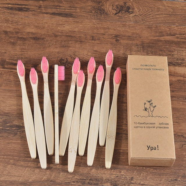 Eco Fresh 10pc Natural Bamboo Tooth Brushes