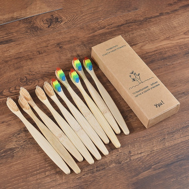 Eco Fresh 10pc Natural Bamboo Tooth Brushes