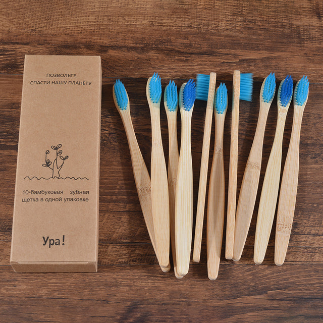 Eco Fresh 10pc Natural Bamboo Tooth Brushes