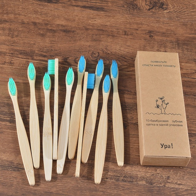 Eco Fresh 10pc Natural Bamboo Tooth Brushes