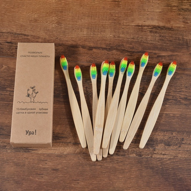 Eco Fresh 10pc Natural Bamboo Tooth Brushes