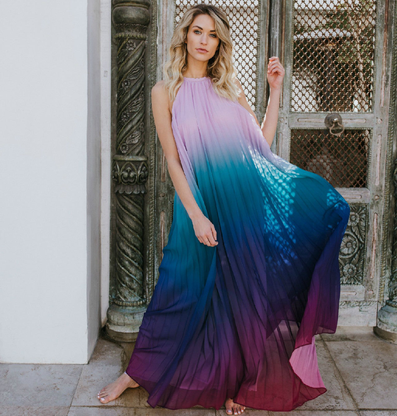 Sundown Backless Ombre Gown