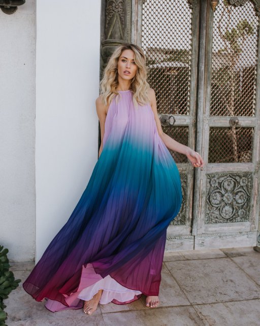 Sundown Backless Ombre Gown