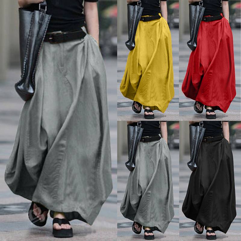 ZANZEA High Waist Solid Skirt