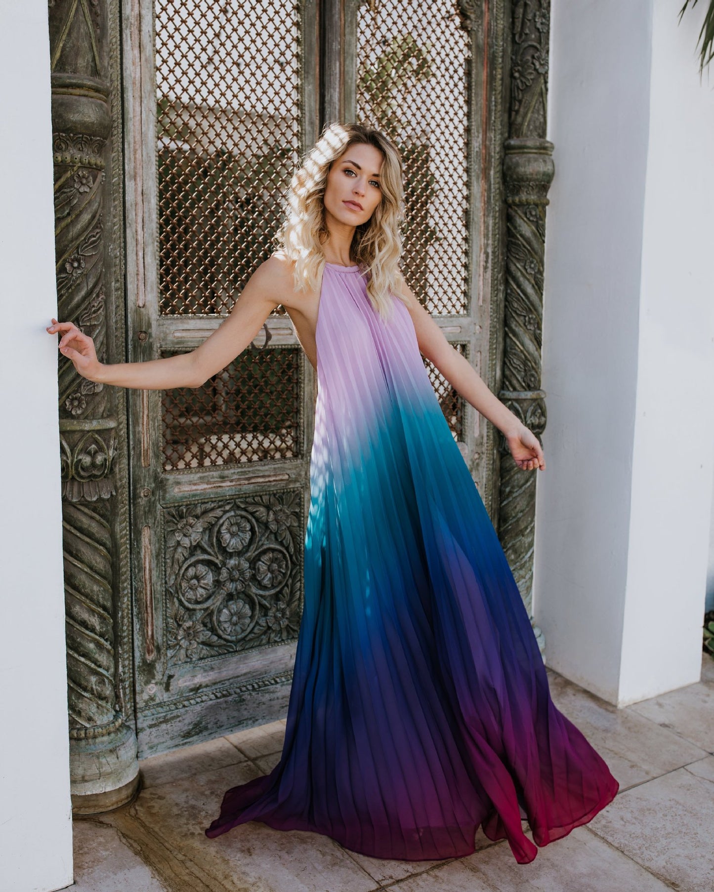 Sundown Backless Ombre Gown