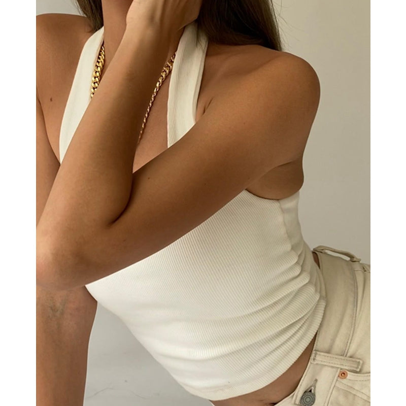 Halter Top White Casual Camisole