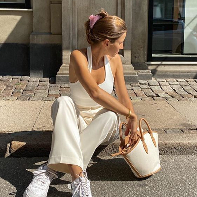 Halter Top White Casual Camisole